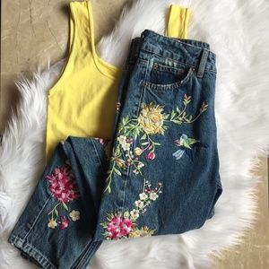 Topshop ~ Embroidered Moto Jeans